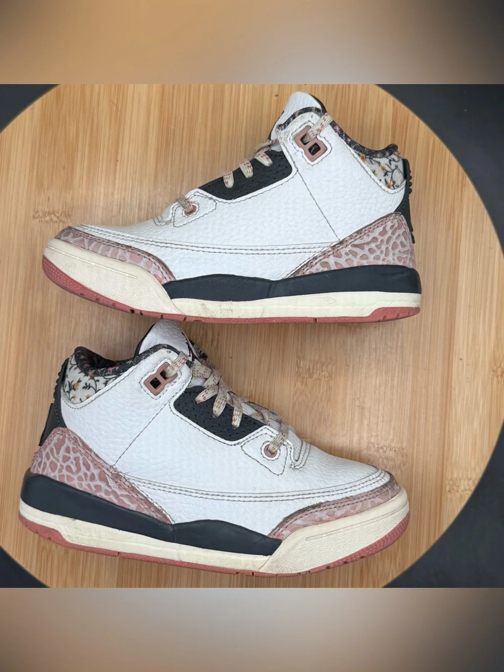 Air Jordan 3 (PS) Retro Red Stardust Shoes White Pink Flowers 11C